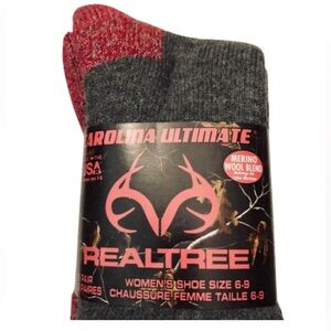 NEW REALTREE CAROLINA ULTIMATE Socks 2 Pairs MERINO WOOL BLEND HEAVYWEIGHT Women
